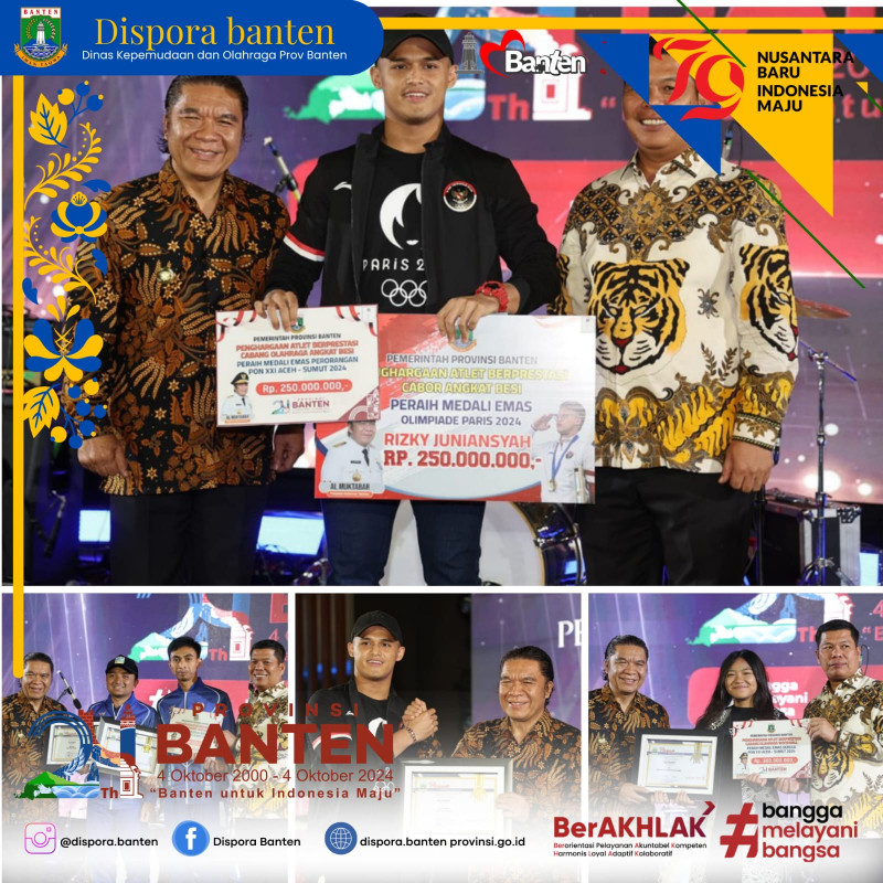 penghargaan kepada masyarakat Banten yang berprestasi di tingkat Nasional dan Internasional dan penghargaan kepada Forkompida Banten dan Kepala Daerah Kab/Kota se Provinsi Banten