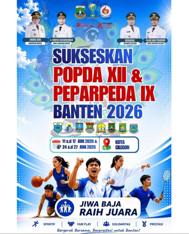 "JIWA BAJA RAIH JUARA" Ayo Sukseskan POPDA XII dan PEPARPEDA IX Tahun 2026 di Kota Cilegon